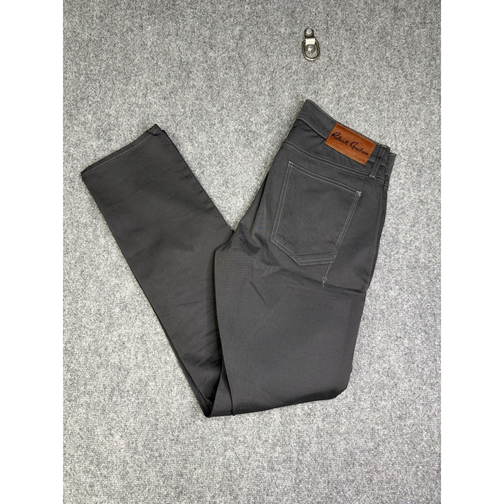 Men's Robert Graham Gray Yates Classic Jeans Size 32x34 Stretch Straight Leg